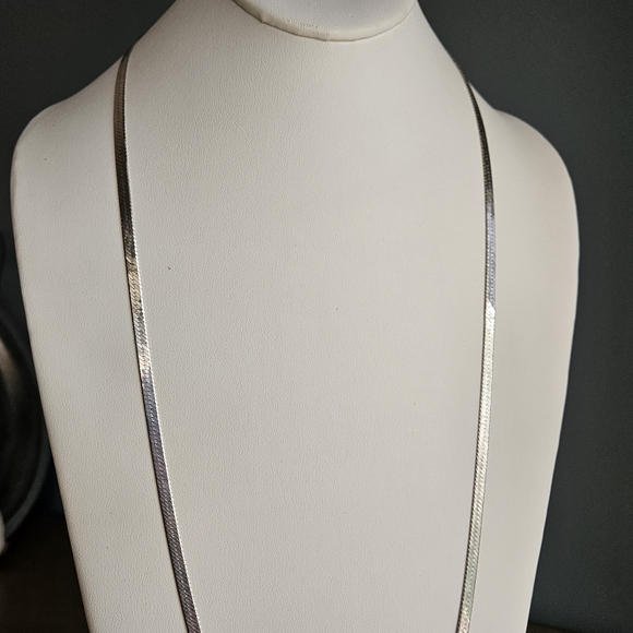 Vintage BBI Italy Sterling Silver 925 Long Herringbone Chain Necklace 30-inch - Picture 3 of 13
